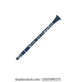 Musical instrument clarinet flat design vector illustration isolated on white background.