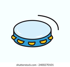 Musical instrument of colorful sticker set. An electrifying artwork feature a tambourine, highlighting the beauty of musical instruments and their role in artistic expression. Vector illustration.