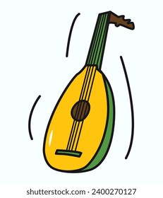 Musical instrument of colorful sticker set. A lively artwork feature vibrant bandura that capture the excitement and passion of playing musical instruments. Vector illustration.