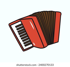 Musical instrument of colorful sticker set. A vibrant musical-themed illustration with colorful accordion capture the essence of melodious tunes and artistic expression. Vector illustration.