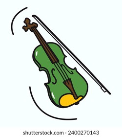 Musical instrument of colorful sticker set. A visually captivating illustration of violin reflect the power and versatility of this iconic instrument. Vector illustration.