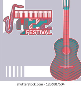 Musical instrument design realistic style and A4 poster music festival layout for commercial vector. Musical instrument and music concept