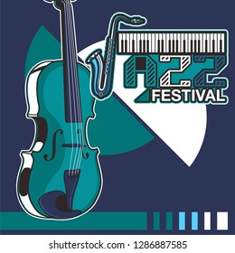 Musical instrument design realistic style and A4 poster music festival layout for commercial vector. Musical instrument and music concept