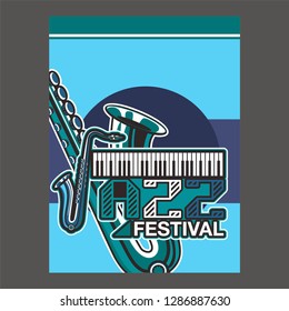 Musical instrument design realistic style and A4 poster music festival layout for commercial vector. Musical instrument and music concept
