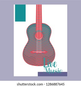 Musical instrument design realistic style and A4 poster music festival layout for commercial vector. Musical instrument and music concept