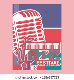 Musical instrument design realistic style and A4 poster music festival layout for commercial vector. Musical instrument and music concept