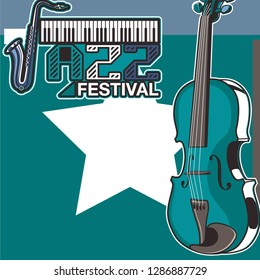 Musical instrument design realistic style and A4 poster music festival layout for commercial vector. Musical instrument and music concept