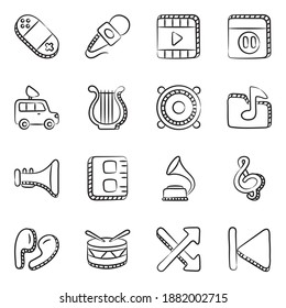 
Musical Instrument Doodle Icons Pack 