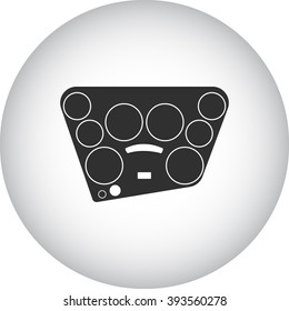 Musical Instrument Electronic Drum Kit simple icon on round background