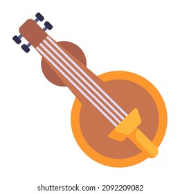 A musical instrument, flat icon of banjo