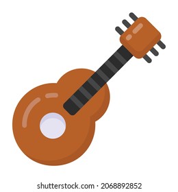 Musical instrument, flat icon of guitar 