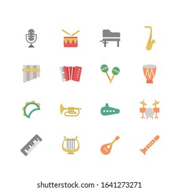 MUSICAL INSTRUMENT FLAT ICON SET	