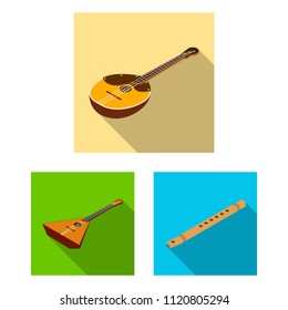 Musical instrument flat icons in set collection for design. String and Wind instrument isometric vector symbol stock web illustration.