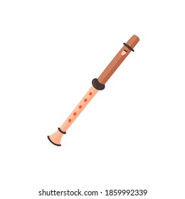 Musical instrument Flute, reedpipe, penny-trumpet. Vector isolated object