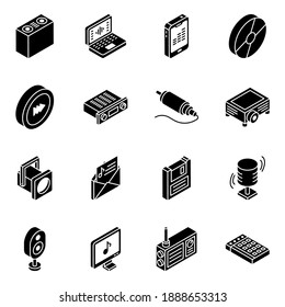 
Musical Instrument Glyph Isometric Icons Pack 