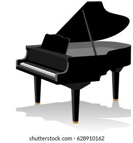 Musical instrument grand piano. The illustration on a white background.