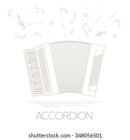 Musical instrument graphic template. Accordion. Vector illustration