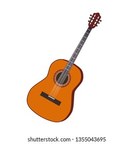 Musical instrument guitar. Isolated icon vector illustration on white background.