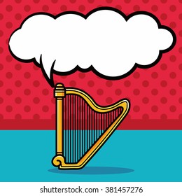 musical instrument Harp doodle, speech bubble