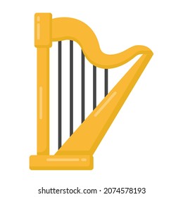 A musical instrument, harp flat icon