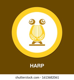 musical instrument, harp icon. music instrument symbol. sound musical harp