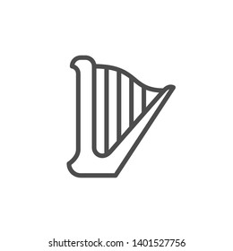 Musical instrument harp line outline icon