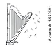 musical instrument harp on white background. Vector illustration.