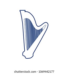 Musical instrument harp sign. Vector. Flat style black icon on white.