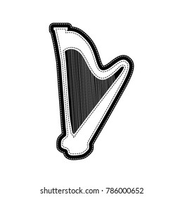 Musical instrument harp sign. Vector. Flat style black icon on white.