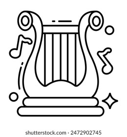 A musical instrument icon, flat design of harp