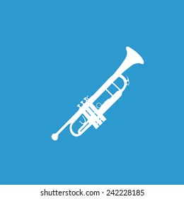 Musical instrument icon, isolated, white on the blue background. Exclusive Symbols 