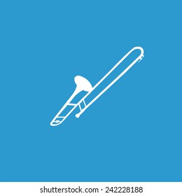 Musical instrument icon, isolated, white on the blue background. Exclusive Symbols 