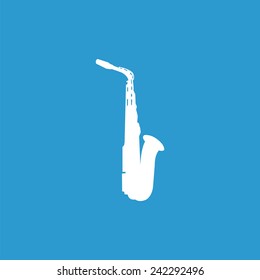 Musical instrument icon, isolated, white on the blue background. Exclusive Symbols 