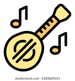 Musical instrument icon outline vector. Sea city. Croatia map color flat