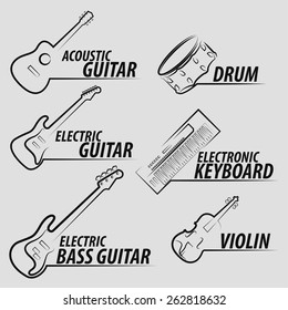 musical instrument icon set design