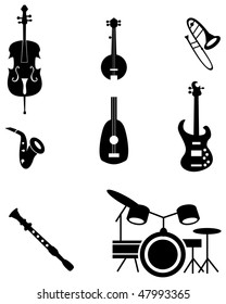 Musical instrument icon set isolated on a white background.