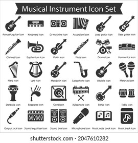 Musical instrument icon set, Vector Icon Set