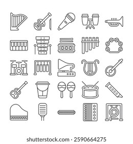 Musical Instrument icons set sign symbol
