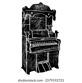 Musical instrument  illustration, pipe organ piano silhouette suitable for music stores and communities