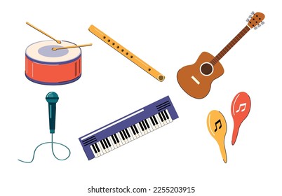 ilustración vectorial aislada de instrumentos musicales
