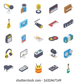 Musical instrument Isometric Icons Pack 