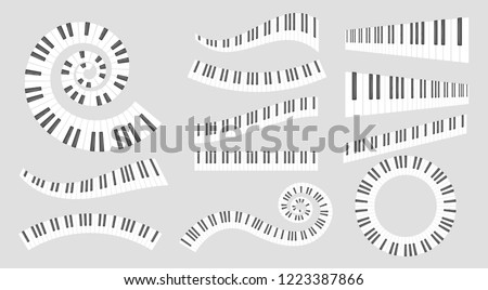Musical instrument keys. Vector set isolated on grey background.