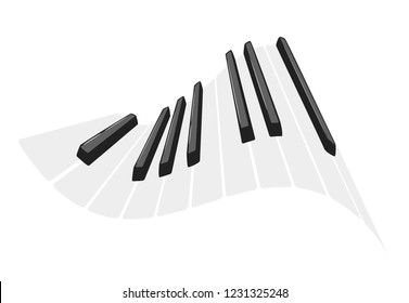 Musical instrument keys. Wave shape for decoration design. Vector illustration isolated on white background.