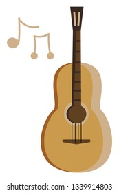 A musical instrument known as bass guitar with strings vector color drawing or illustration 