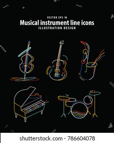 Musical instrument line icons illustration vector. Music concept.