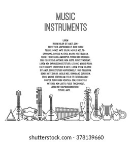 Musical instrument line vector illustration. Music banner.