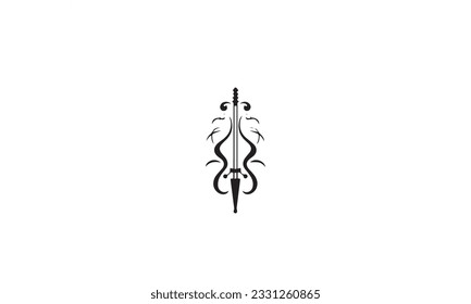  musical instrument logo design black simple line art on white background