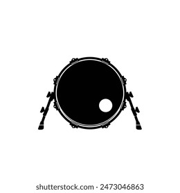 musical instrument logo illustration, kick drum silhouette suitable for music store and community