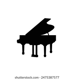 Musical instrument logo illustration, piano silhouette suitable for music stores and communities