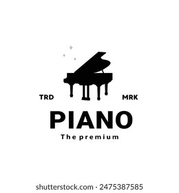 Musical instrument logo illustration, piano silhouette suitable for music stores and communities